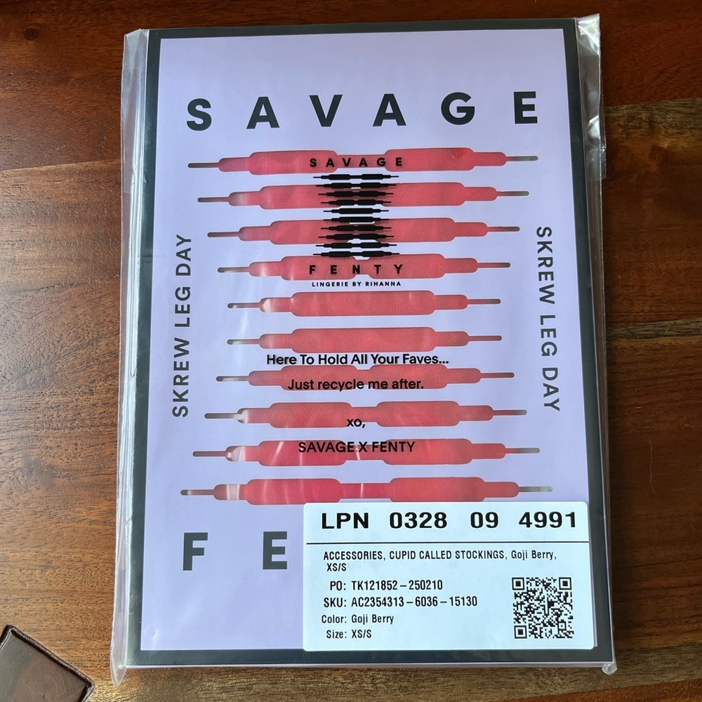 Savage X Fenty Goji Berry Red Cupid Called Thigh High Stockings - Picture 6 of 10